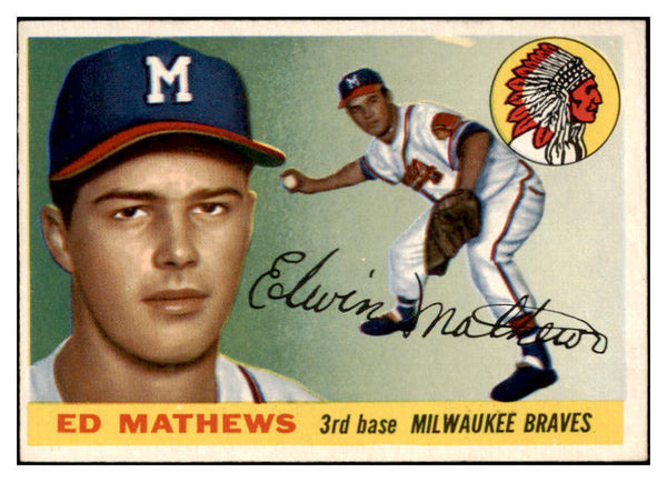1955 Topps Baseball #155 Eddie Mathews Braves EX-MT 515589