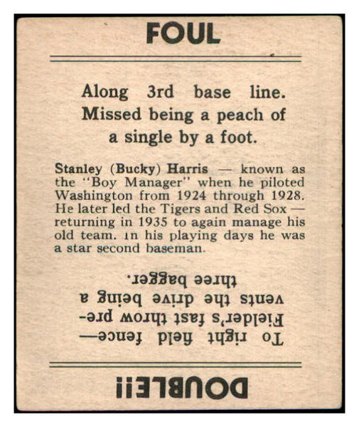 1936 Goudey Bucky Harris Senators EX 515783