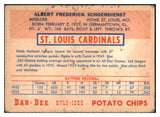 1954 Dan Dee Red Schoendienst Cardinals GD-VG 515812