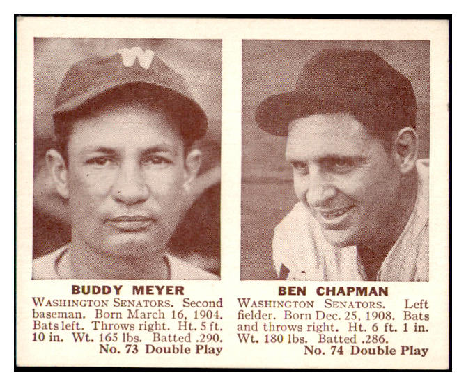 1941 Double Play #073/74 Buddy Meyer Ben Chapman EX-MT 515878