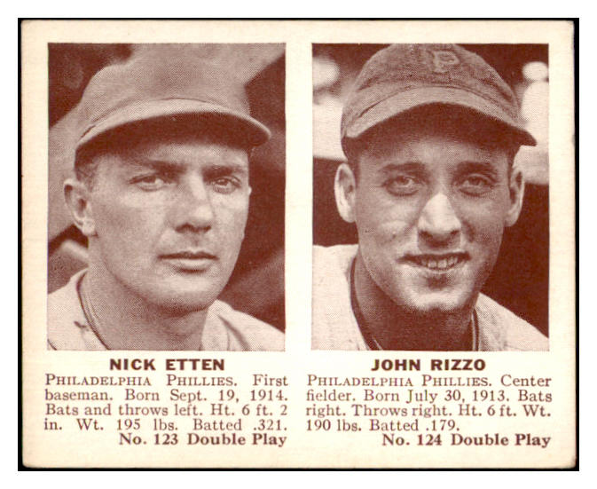 1941 Double Play #123/124 Nick Etten John Rizzo EX 515890