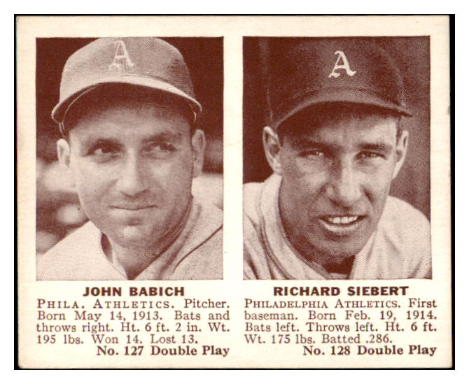 1941 Double Play #127/128 John Babich Richard Siebert EX-MT 515892