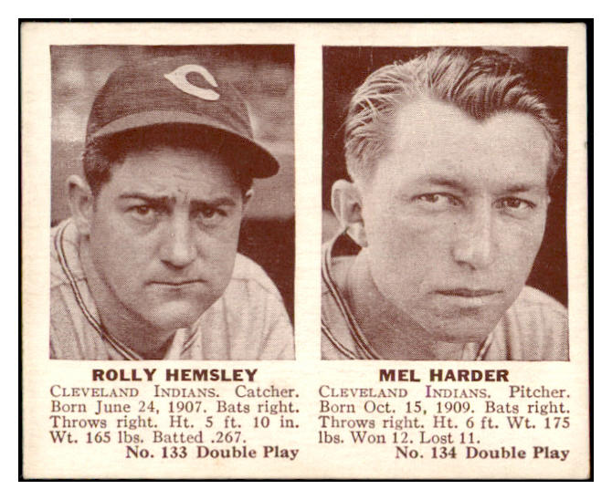 1941 Double Play #133/134 Rolly Hemsley Mel Harder EX-MT 515894