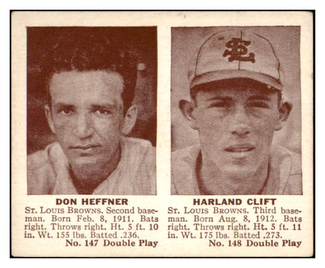 1941 Double Play #147/148 Don Heffner Harland Clift EX 515900