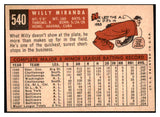 1959 Topps Baseball #540 Willie Miranda Orioles EX 515912