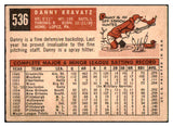 1959 Topps Baseball #536 Danny Kravitz Pirates VG-EX 515929