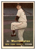 1957 Topps Baseball #039 Al Worthington Giants EX-MT 516132