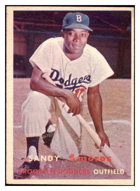 1957 Topps Baseball #201 Sandy Amoros Dodgers EX-MT 516153