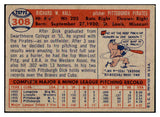 1957 Topps Baseball #308 Dick Hall Pirates EX-MT 516182