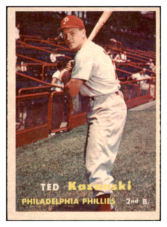 1957 Topps Baseball #027 Ted Kazanski Phillies EX-MT 516201