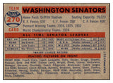 1957 Topps Baseball #270 Washington Senators Team EX-MT 516287