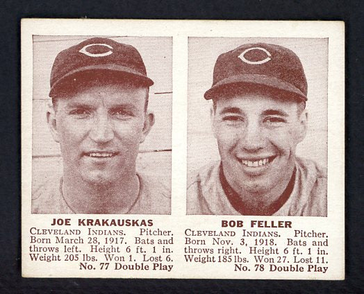 1941 Double Play #077/78 Joe Krakauskas Bob Feller EX+/EX-MT 516309