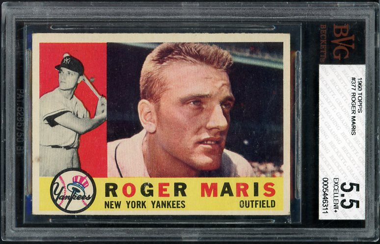 1960 Topps Baseball #377 Roger Maris Yankees BVG 5.5 EX+ 516323