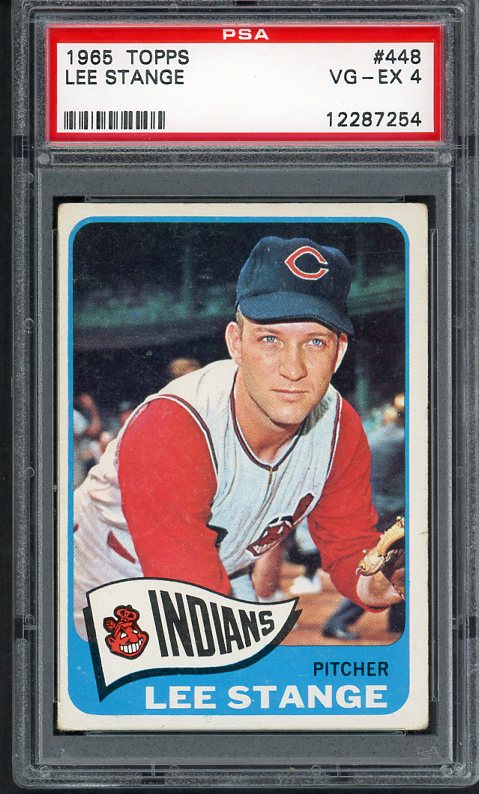 1965 Topps Baseball #448 Lee Stange Indians PSA 4 VG-EX 516410