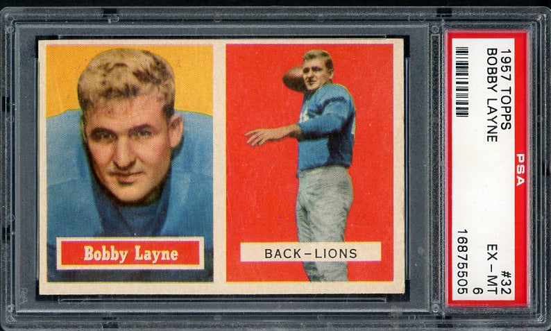 1957 Topps Football #032 Bobby Layne Lions PSA 6 EX-MT 516480