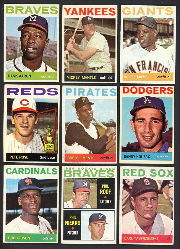 1964 Topps Baseball Complete Set EX+ Mantle Mays Clemente Aaron 516487