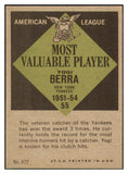 1961 Topps Baseball #472 Yogi Berra MVP Yankees NR-MT 516521