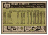 1961 Topps Baseball #539 Johnny Klippstein Senators NR-MT 516549