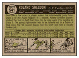 1961 Topps Baseball #541 Roland Sheldon Yankees NR-MT 516552