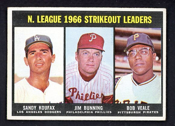 1967 Topps Baseball #238 N.L. Strike Out Leaders Sandy Koufax EX 516601