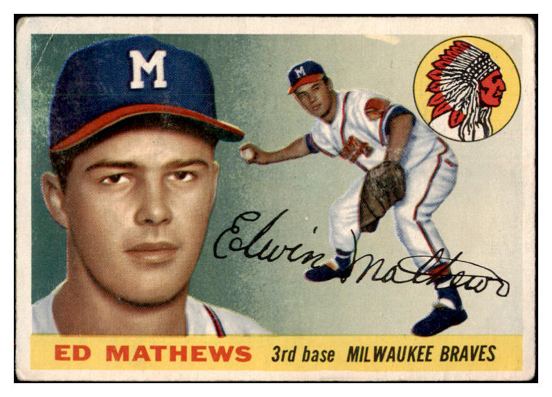 1955 Topps Baseball #155 Eddie Mathews Braves GD-VG 516728