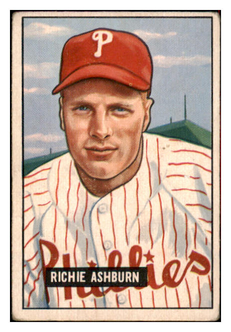 1951 Bowman Baseball #186 Richie Ashburn Phillies VG 516737