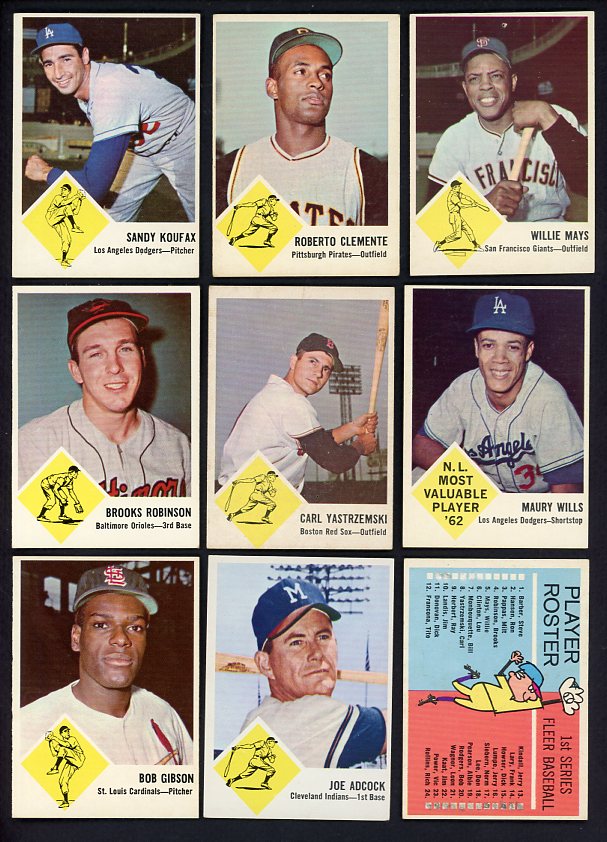 1963 Fleer Baseball Complete Set EX/EX+ Clemente Mays Koufax 516743