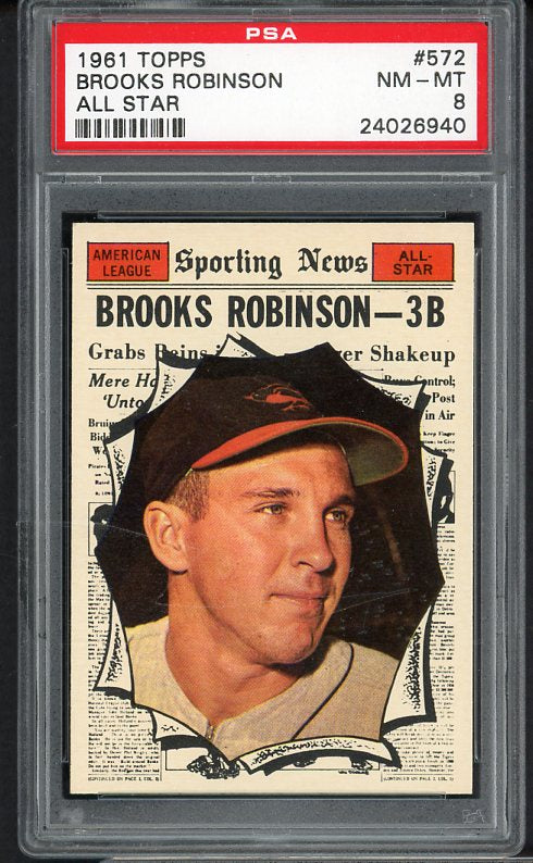 1961 Topps Baseball #572 Brooks Robinson A.S. Orioles PSA 8 NM/MT 516811