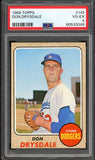 1968 Topps Baseball #145 Don Drysdale Dodgers PSA 4 VG-EX 516817