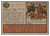 1962 Topps Baseball #139 Hal Reniff Yankees EX-MT Pitching 516886