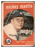 1959 Topps Baseball #010 Mickey Mantle Yankees Fair 516900