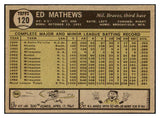 1961 Topps Baseball #120 Eddie Mathews Braves EX-MT 516907