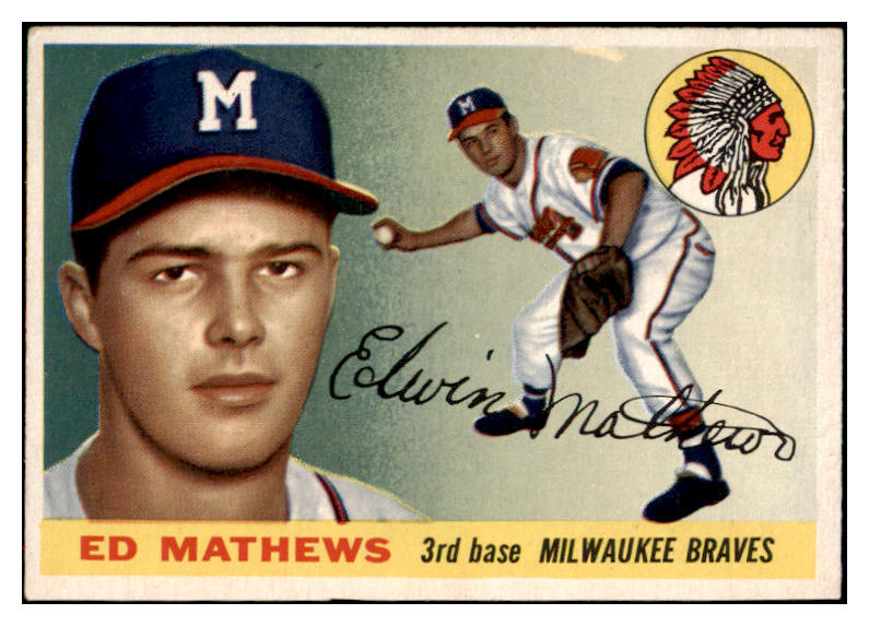 1955 Topps Baseball #155 Eddie Mathews Braves EX+/EX-MT 516975