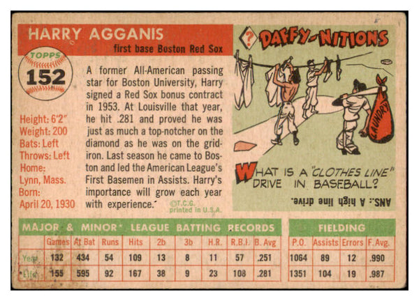 1955 Topps Baseball #152 Harry Agganis Red Sox VG-EX 516976