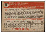 1952 Topps Baseball #052 Don Mueller Giants EX-MT Red 517002