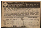 1952 Topps Baseball #069 Virgil Stallcup Reds EX-MT Black 517007