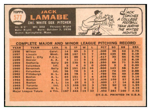 1966 Topps Baseball #577 Jack Lamabe White Sox NR-MT 517029