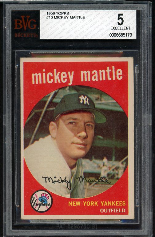 1959 Topps Baseball #010 Mickey Mantle Yankees BVG 5 EX 517040