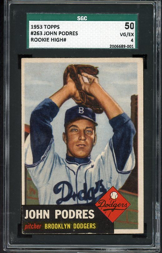 1953 Topps Baseball #263 Johnny Podres Dodgers SGC 4 VG-EX 517043