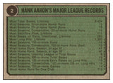 1974 Topps Baseball #002 Hank Aaron Braves EX-MT 517100