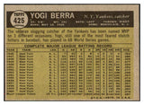 1961 Topps Baseball #425 Yogi Berra Yankees EX-MT oc 517125