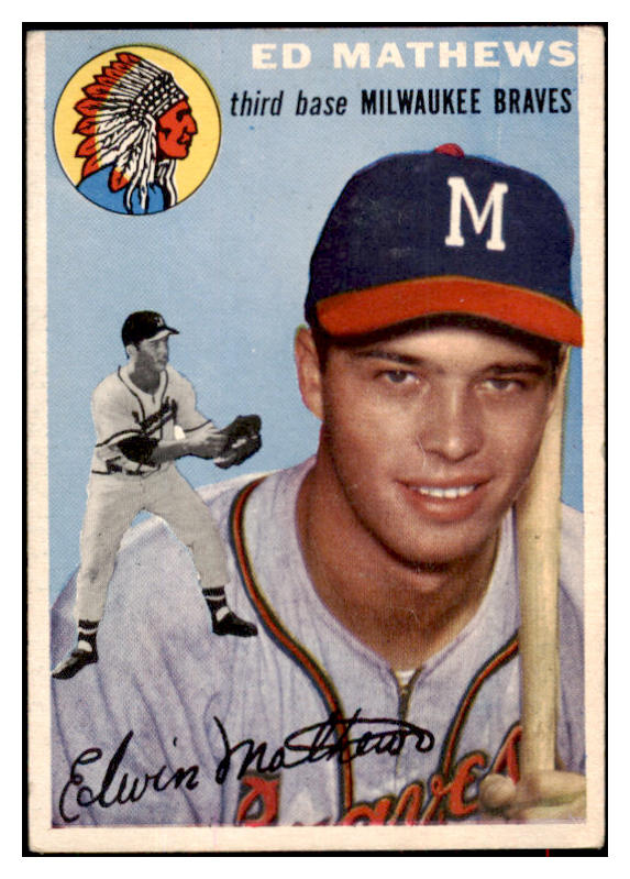 1954 Topps Baseball #030 Eddie Mathews Braves VG-EX 517169