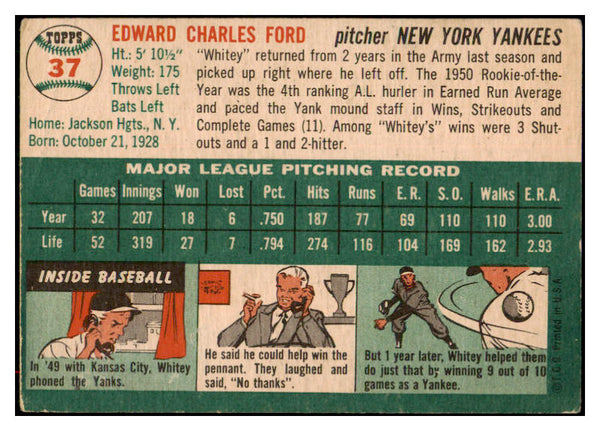 1954 Topps Baseball #037 Whitey Ford Yankees VG 517172