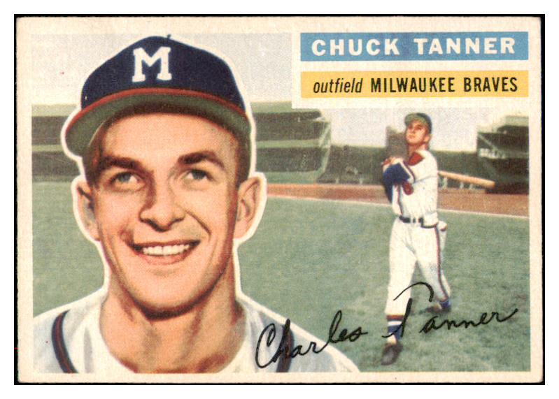 1956 Topps Baseball #069 Chuck Tanner Braves EX-MT White 517183