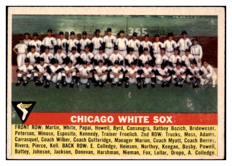 1956 Topps Baseball #188 Chicago White Sox Team EX-MT 517197