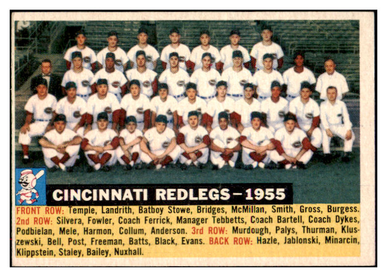 1956 Topps Baseball #090 Cincinnati Reds Team EX-MT Dated 517209