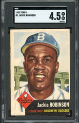 1953 Topps Baseball #001 Jackie Robinson Dodgers SGC 4.5 VG-EX+ 517246