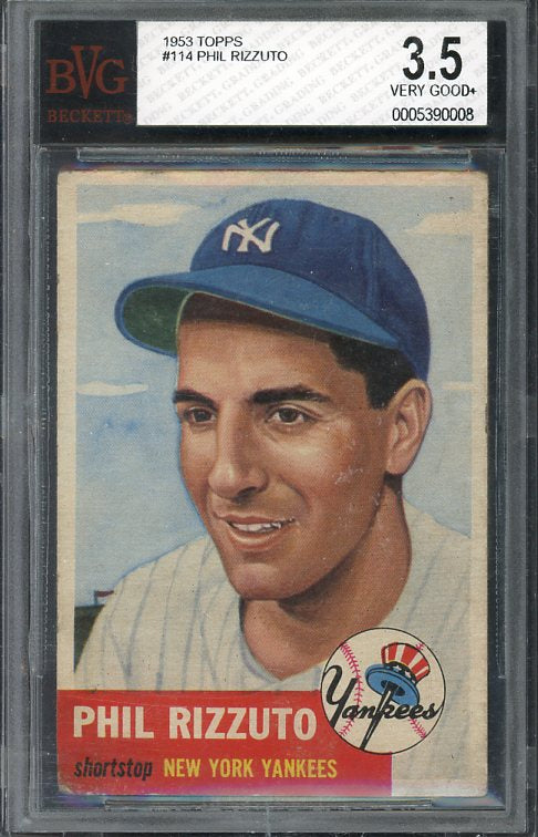 1953 Topps Baseball #114 Phil Rizzuto Yankees BVG 3.5 VG+ 517261