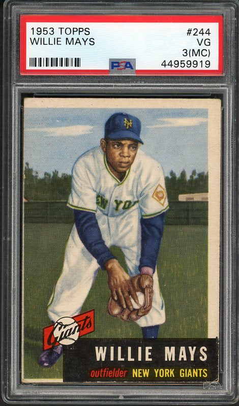 1953 Topps Baseball #244 Willie Mays Giants PSA 3 VG mc 517264