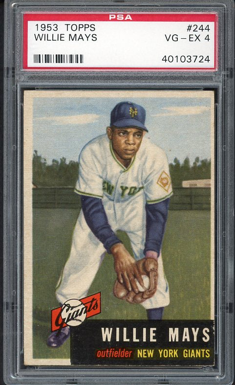 1953 Topps Baseball #244 Willie Mays Giants PSA 4 VG-EX 517265